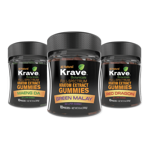 Krave Botanicals Full Spectrum Kratom Extract Gummies - Day N Night | CBD, Kratom, Nootropic, Vape, Smoke, Head Shop