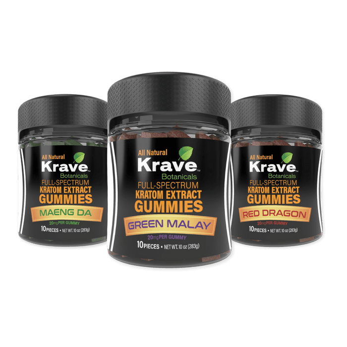 Krave Botanicals Full Spectrum Kratom Extract Gummies - Day N Night | CBD, Kratom, Nootropic, Vape, Smoke, Head Shop