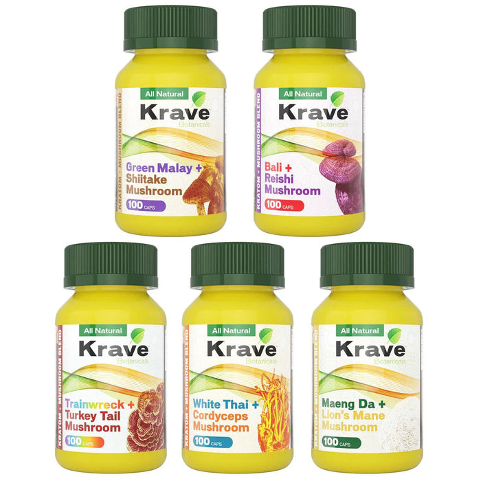 Krave Botanicals Mushroom Blend Capsules - Day N Night | CBD, Kratom, Nootropic, Vape, Smoke, Head Shop